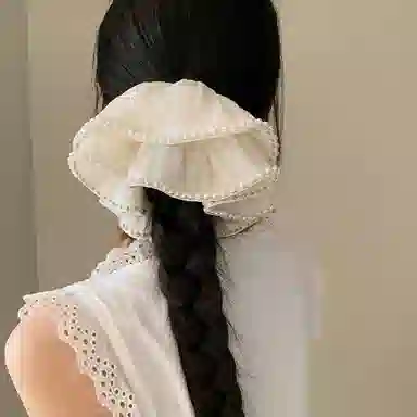 水中玉 韩系超大仿珍珠网纱大肠 扎头 慵懒风 皮筋 头绳 女款