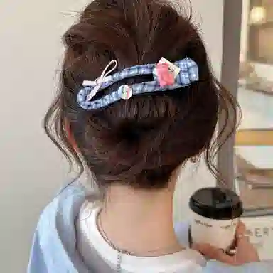 水中玉 撞色蝴蝶结抓夹高级感鸭嘴夹子后脑勺一字发卡头饰 亚克力 发夹 女款