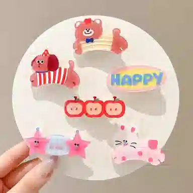 水中玉 可爱卡通萌宠发卡套装百搭侧边夹发饰气质刘海夹碎发头饰 合金 发夹 女款