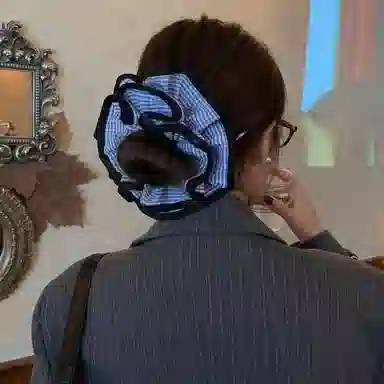 水中玉 韩系蓝色大肠发圈大号丸子头扎马尾发绳高弹力耐用发饰 皮筋 头绳 女款