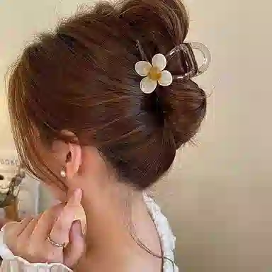 水中玉 花朵抓夹小号鲨鱼夹后脑勺夹子发量少头发发卡头饰 亚克力 发夹 女款