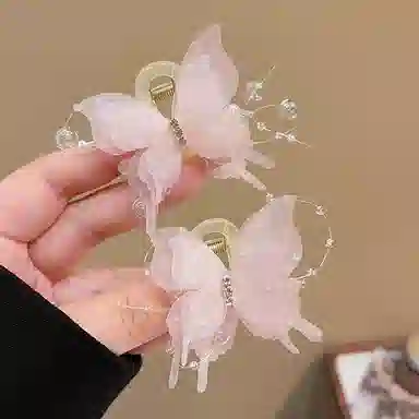 水中玉 蝴蝶抓夹高级感甜美发卡小号后脑勺盘头发鲨鱼夹子头饰 发夹 女款