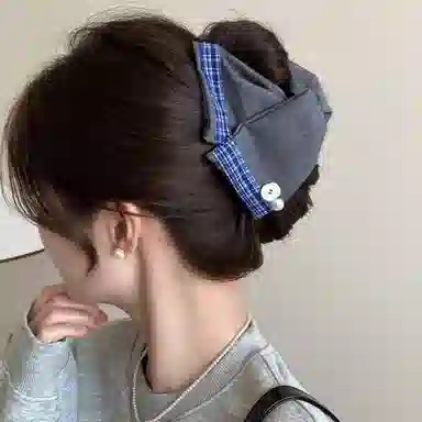 水中玉 法式高级感褶皱花边三角抓夹大号盘发鲨鱼夹子后脑勺发量多发抓 亚克力 发夹 女款