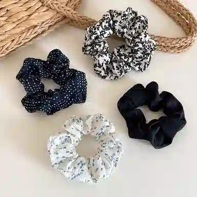 水中玉 韩式简约蓝色波点大肠发圈高级感时尚扎头发绳头饰皮筋 发圈发绳 女款