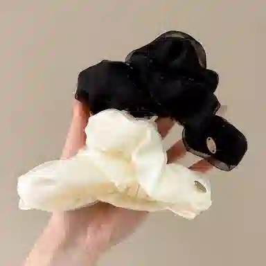 水中玉 网纱褶皱抓夹超仙高级感发卡后脑勺盘发鲨鱼夹高颜值百搭清新发饰 亚克力 发夹 女款