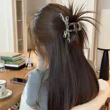 水中玉 豹纹蝴蝶结头发抓夹高级感后脑勺韩系半扎发鲨鱼夹夹子头饰#好运 亚克力 发夹 女款