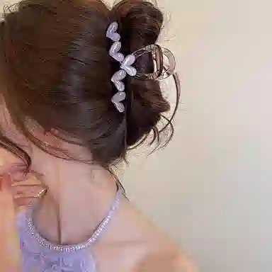 水中玉 韩国简约爱心抓夹大号发卡气质后脑勺鲨鱼夹子 发夹 女款