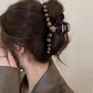 水中玉 韩系渐变圆珠鲨鱼夹发卡后脑勺盘发抓夹大号发量多夹子头饰 亚克力 发夹 女款