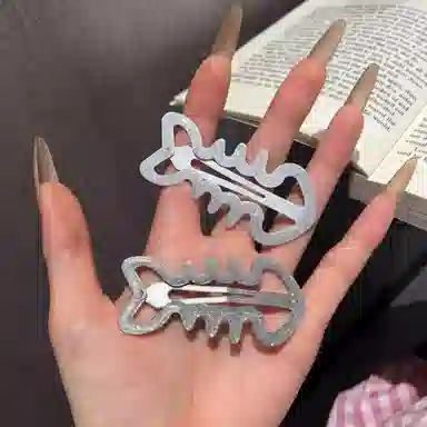 水中玉 韩系风甜酷辣妹鱼骨夹子侧边刘海夹碎发发卡子发饰 合金 发夹 女款