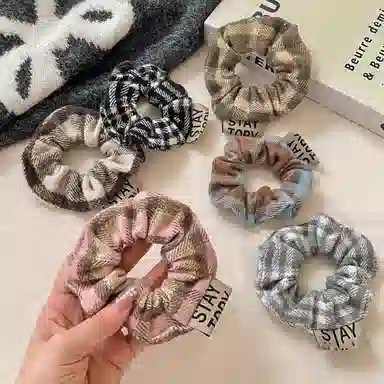 水中玉 秋冬毛绒针织大肠发圈扎头皮筋高弹力耐用发绳头饰 布艺 头绳 女款