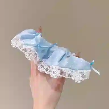 水中玉 韩系奶油波点大肠发圈蕾丝飘带蝴蝶结花边发绳扎头发饰 皮筋 头绳 女款
