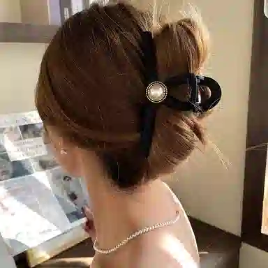 水中玉 黑色大号抓夹 高级感鲨鱼夹 后脑勺夹子头饰 发夹 女款