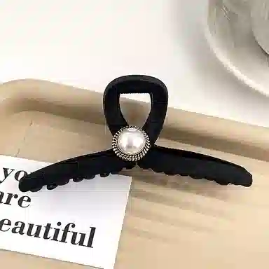 水中玉 黑色大号抓夹 高级感鲨鱼夹 后脑勺夹子头饰 发夹 女款