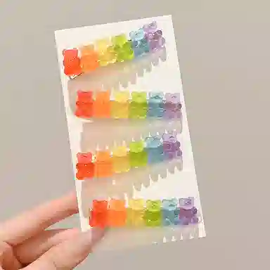 水中玉 小熊软糖侧边发卡刘海一字夹头饰可爱甜美风夹子发饰 合金 发夹 女款