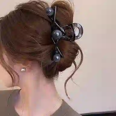 水中玉 珠珠抓夹大号鲨鱼夹后脑勺发卡高级感夹子头饰 亚克力 发夹 女款