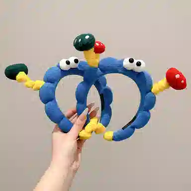 水中玉 可爱毛绒大眼仔趣味压发发卡高颅顶发饰洗脸专用头箍 布艺 发箍 女款