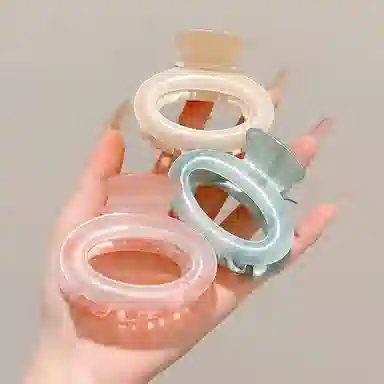 水中玉 奶油渐变椭圆发卡后脑勺半扎发头饰盘发鲨鱼夹发饰 亚克力 发夹 女款