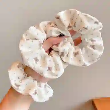 水中玉 可爱白色大肠发圈高弹力扎头皮筋甜美少女不勒头发绳头饰 布艺 头绳 女款