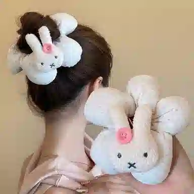 水中玉 卡通兔子波点花朵大肠可爱甜美扎头发发绳发饰 布艺 发圈 女款