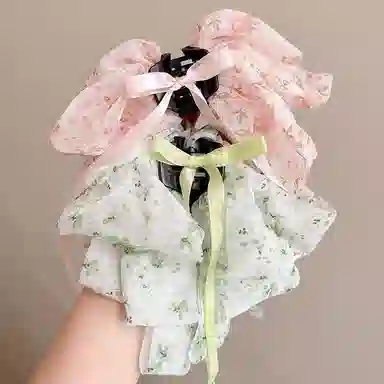 水中玉 森系蝴蝶结碎花飘带抓夹高级感后脑勺盘发鲨鱼夹子 亚克力 发夹 女款