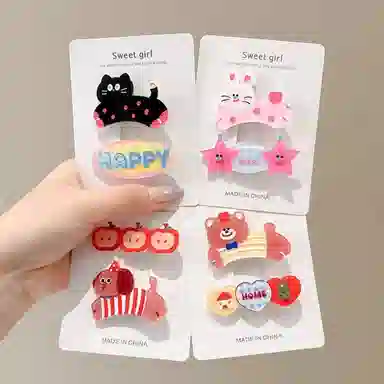 水中玉 可爱卡通萌宠发卡套装百搭侧边夹发饰气质刘海夹碎发头饰 合金 发夹 女款