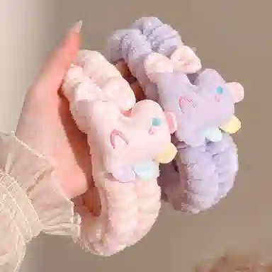水中玉 卡通可爱小动物洗脸束发韩式小兔子发捆柔软舒适发饰 布艺 发带 女款