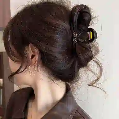 水中玉 法式抓夹棕色发卡高级感中号夹子头饰发量少鲨鱼夹 亚克力 发夹 女款