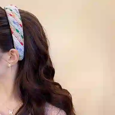 水中玉 彩色格子头箍日常外戴发捆发卡高级感洋气时尚头饰 布艺 发箍 女款