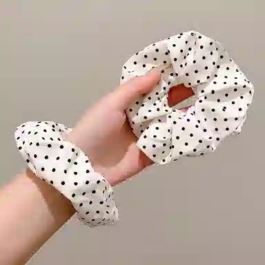 水中玉 韩系白色波点大肠发圈高级感不伤发发饰耐用发绳头饰 皮筋 头绳 女款