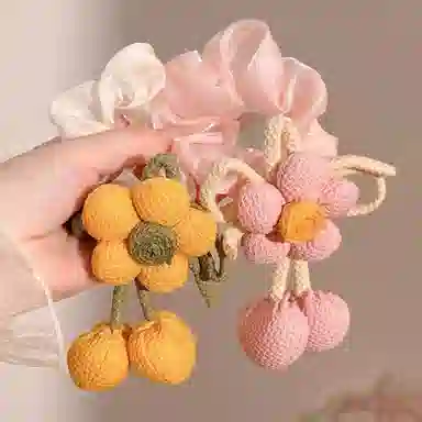 水中玉 花朵发圈高弹力丸子头扎头发发绳高级感耐用头饰 皮筋 头绳 女款