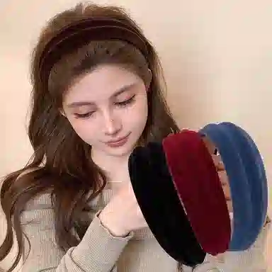 水中玉 韩系丝绒宽边高颅顶压发发捆日常外戴头箍头饰 亚克力 发箍 女款