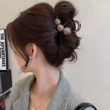 水中玉 小号珍珠抓夹发量少夹子鲨鱼夹高级感气质头发发卡头饰 亚克力 发夹 女款