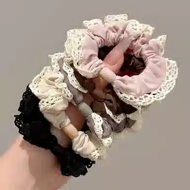 水中玉 花边加粗高弹力耐用不勒头 布艺 头绳 女款