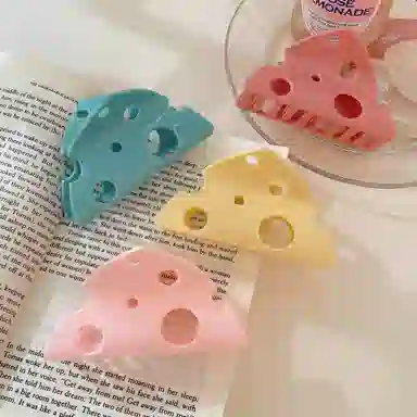 水中玉 可爱趣味芝士奶酪抓夹后脑勺发量少抓夹盘发鲨鱼夹发卡头饰发抓 发夹 女款