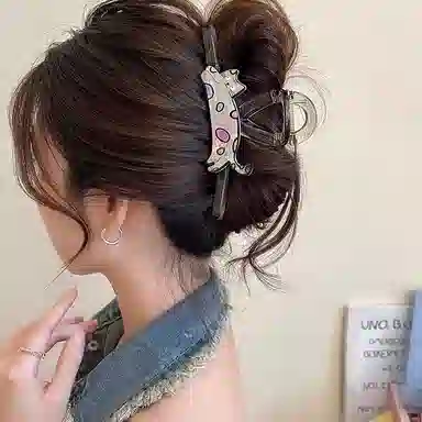 水中玉 可爱萌趣猫咪独特设计感发卡后脑勺发量多鲨鱼 亚克力 发夹 女款