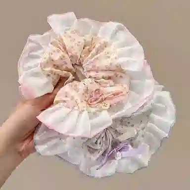 水中玉 碎花大肠花边肥肠发绳超大丸子头头花发饰 布艺 发圈/头绳 女款