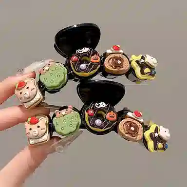 水中玉 小吃货曲奇大号高级感鲨鱼后脑勺盘发 亚克力 发夹 女款