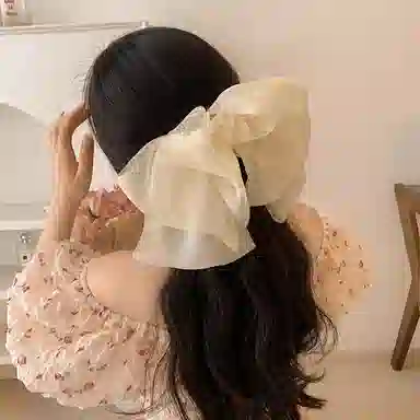 水中玉 网红超仙大蝴蝶结弹簧夹高端发卡后脑勺高级感头饰 发夹 女款