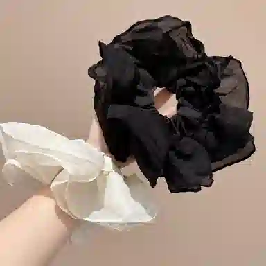 水中玉 法式网纱大肠发圈高级感发绳扎马尾丸子头气质发饰 皮筋 头绳 女款