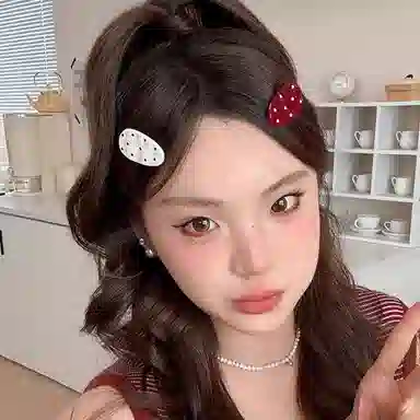 水中玉 粉色波点椭圆发卡可爱边夹侧边甜美少女刘海碎发鸭嘴夹子头饰 亚克力 发夹 女款