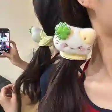 水中玉 卡通大肠发圈时尚扎头发发绳甜美可爱丸子头不伤发发饰 布艺 头绳 女款