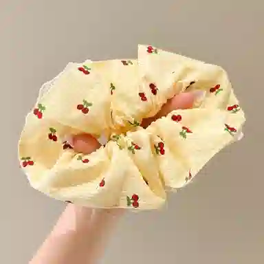 水中玉 韩系大肠发圈甜美樱桃扎马尾丸子头发绳蕾丝花边多层大号发饰 布艺 头绳 女款