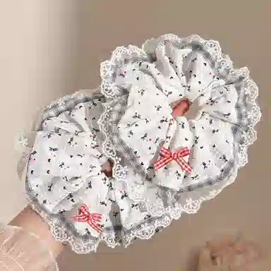 水中玉 韩系蓝白格纹大肠发圈头饰头花高级感肥肠发绳扎头发饰 布艺 头绳 女款