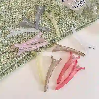 水中玉 简约韩式磨砂蓬松刘海夹前额鸭嘴夹发卡定位夹发饰 亚克力 发夹 女款