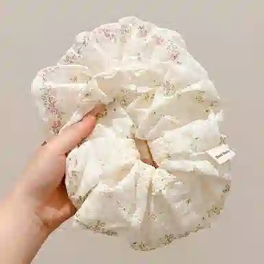 水中玉 小清新碎花褶皱大肠发圈后脑勺简约百搭不伤发扎发发绳发饰 皮筋 头绳 女款