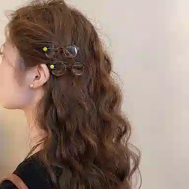 水中玉 笑脸眼镜夹子侧边刘海夹高级感前额碎发发卡头饰 合金 发夹 女款