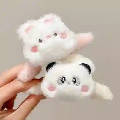 水中玉 可爱小熊毛绒抓夹盘发发卡后脑勺鲨鱼夹夹子头饰 亚克力 发夹 女款