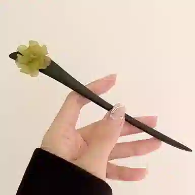 水中玉 绿色原木花新中式木质 古风汉服旗袍配饰高级感发钗 发簪 女款