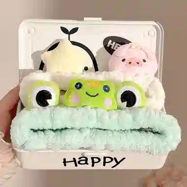 水中玉 可爱小青蛙束发捆卡通搞怪毛绒洗脸专用发卡头箍发饰 布艺 发带 女款