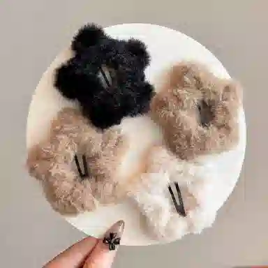 水中玉 五角星毛绒可爱发卡秋冬夹子前额侧边碎发刘海夹头饰 合金 发夹 女款